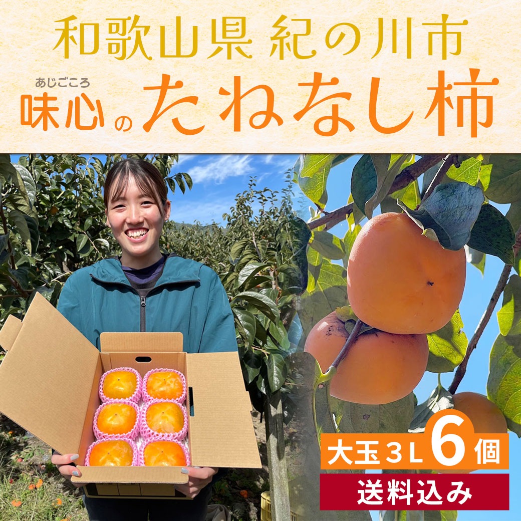 果物 matcamjp 送料込】『たねなし柿・大玉3Lサイズ×6個』～まごころ栽培で溢れる果汁