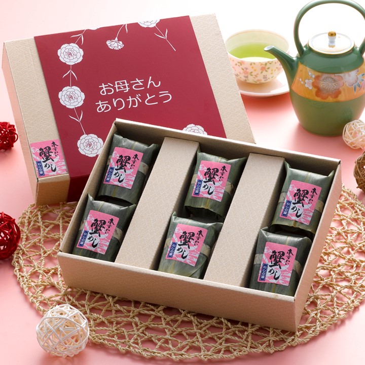 【送料込】母の日おこわ飯6個入り★選べる3種！（鰻・牛・蟹）　限定パッケージでお届け！