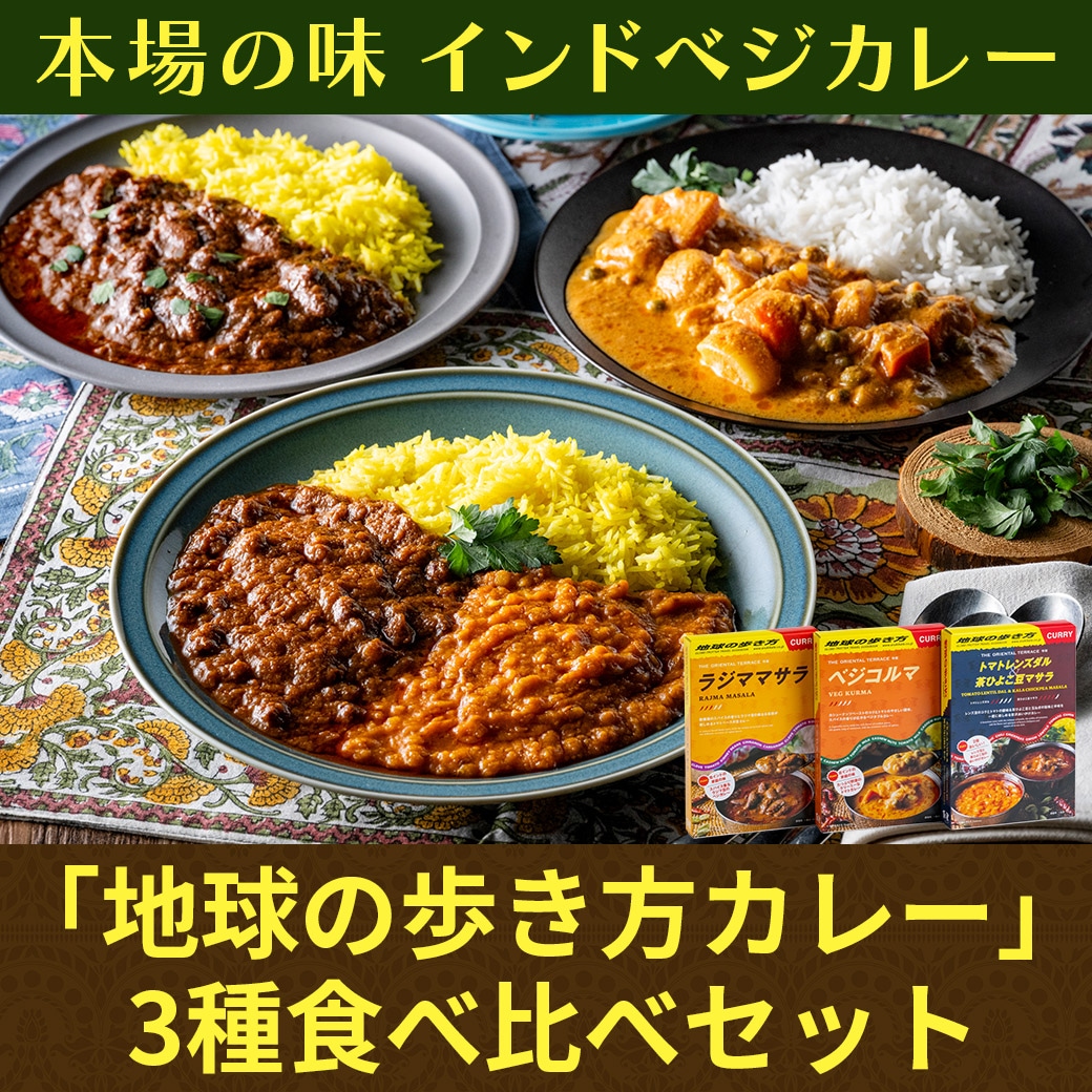 【送料込】『地球の歩き方カレー』本格的インド ベジカレー3種食べ比べセット