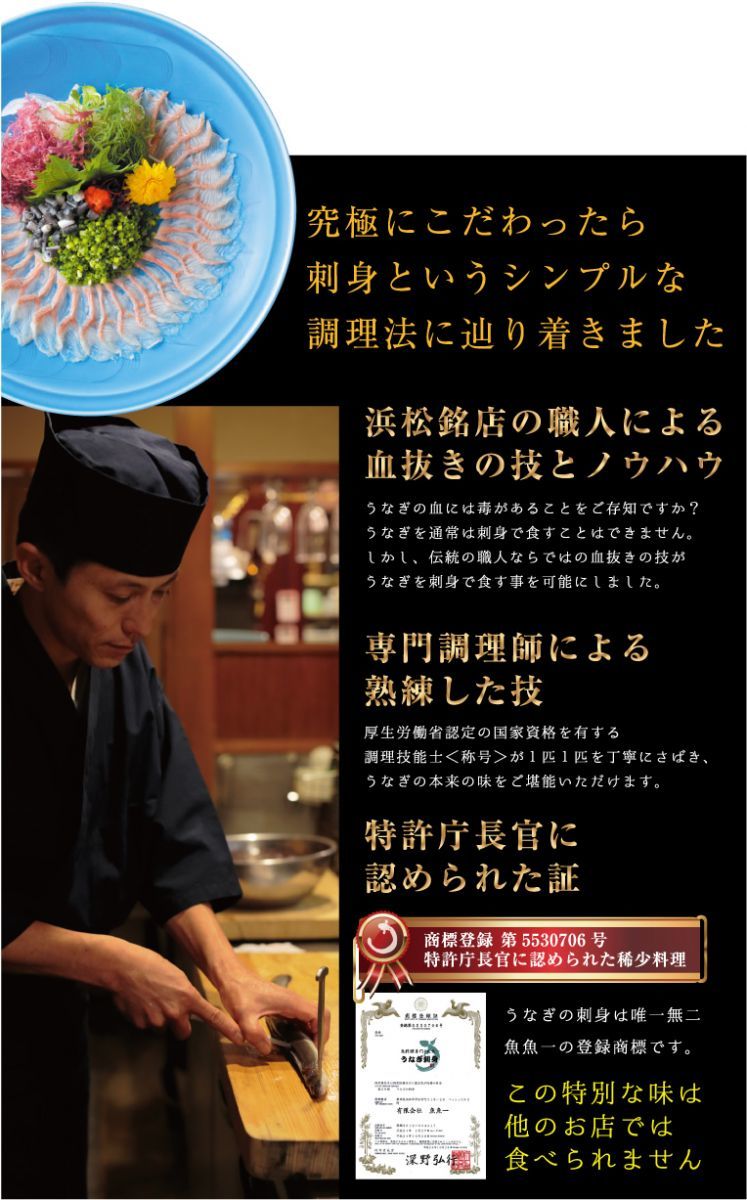 【ふじのくに新商品 セレクション】【送料込】うなぎの刺身 当店「魚魚一」限定 