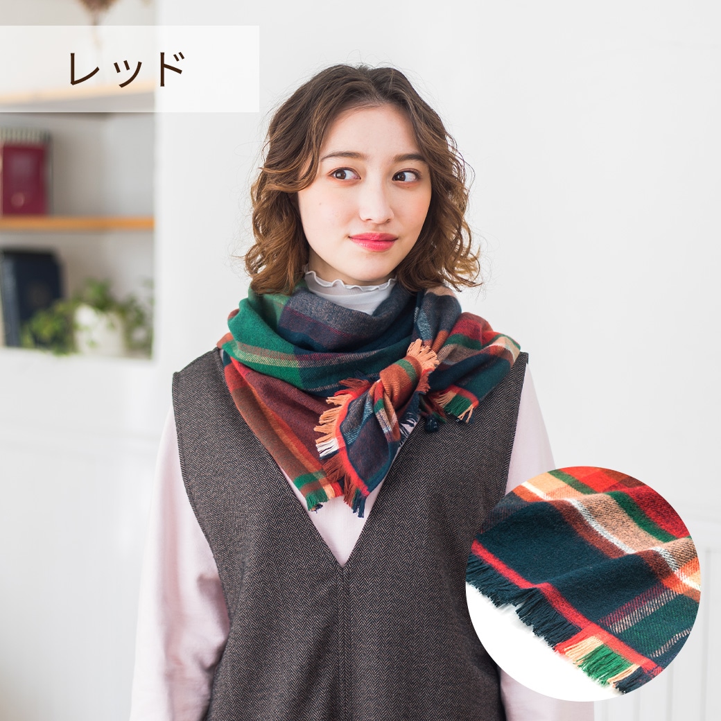 【送料込】やわらかな肌触り！起毛コットンマフラー【男女兼用】『今治 トラッドチェックマフラー』＜全5色＞