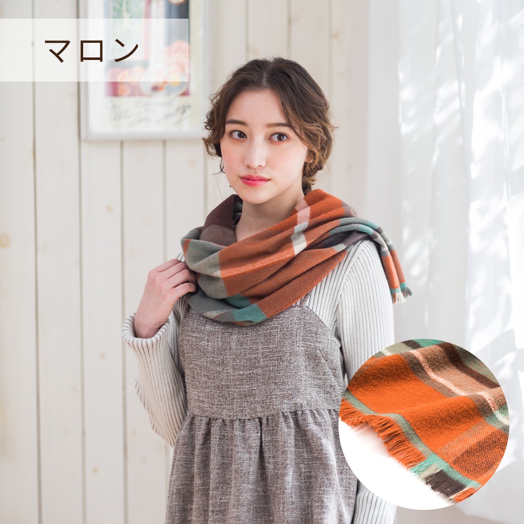 【送料込】やわらかな肌触り！起毛コットンマフラー【男女兼用】『今治 トラッドチェックマフラー』＜全5色＞