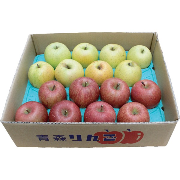 青森県りんご　人気の2品種！詰合せ　「サンふじ・王林」　産地直送！【ご家庭向き：3kg、5kg】　おまとめ買いがお得！（4箱までなら何箱買っても送料一律1,200円！－ただしお届け場所は同一1か所、同一kgの箱に限ります）