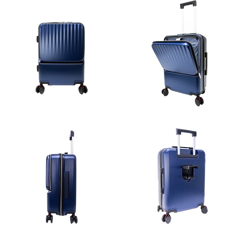 (4512008589365/72/89)フロントポケット 多機能キャリーケース 35L 54cm スーツケース 2~3泊 機内持込 ペットボトルホルダー ファスナー ダイヤルロック