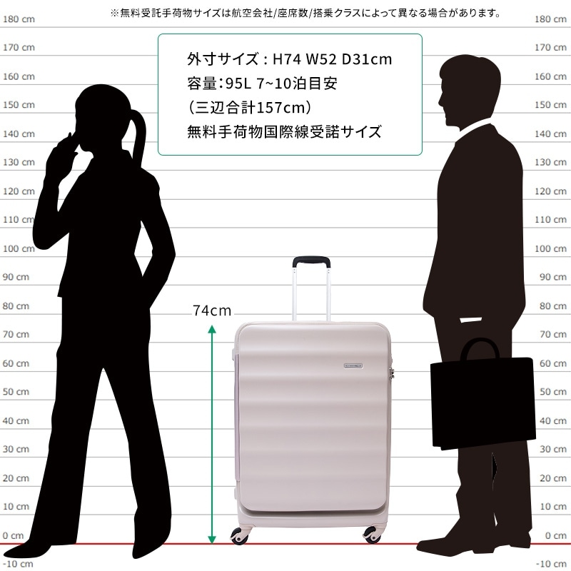 (4512008545064/71/88)Nouvelle Vague ヌーベルバーグ LNV002 95L 74cm スーツケース 7泊 横開き ガルウイングフロントオープン 超軽量 静音 ストッパー ファスナー ダイヤルロック