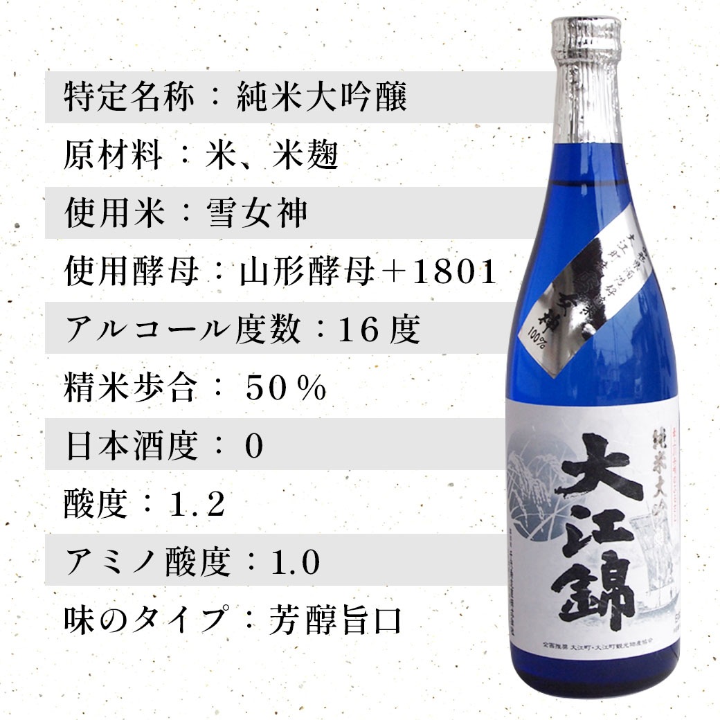 千代寿虎屋醸造! 山形・大江町限定の特別な日本酒 純米大吟醸 大江錦 雪女神 720ml