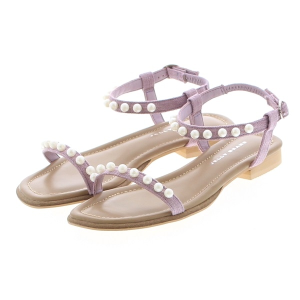 [1個]Mサイズ JELLY BEANS コットンパール付きサンダル ラベンダー　　