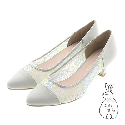 [1個]24.0cm JELLY BEANS シアーチュールパンプス ライトグリーン　　