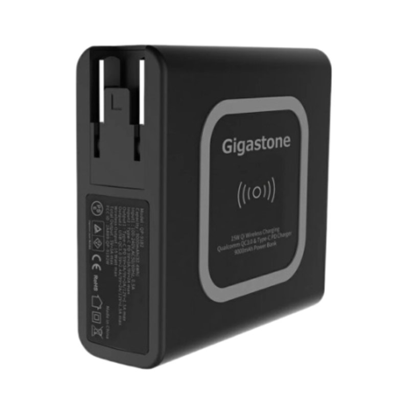 [1個]Gigastone 3 in 1 モバイルバッテリー Qiワイヤレスチャージャー GJQP-90ABK　　