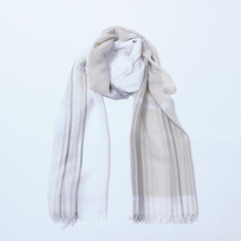 [1個]ラメ入りストライプストール /  ベージュ　　