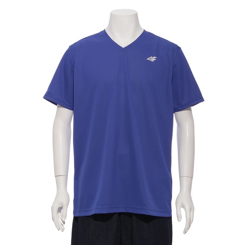 サイズ：M　4F メンズ VネックTシャツ（BLUE）　　