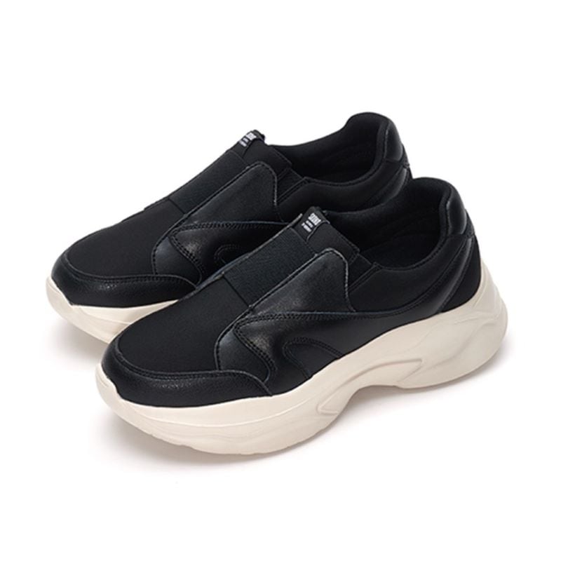 【24.0cm】SKONO レディース Oversole Leather Slopon Sneakers（BLACK）　　