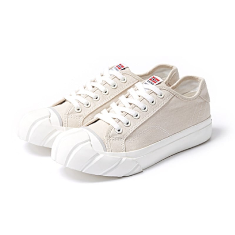 【26.0cm】SKONO メンズ Norway Forest Concept Toe Cap Point Canvas Shoes（OFF WHITE）　　