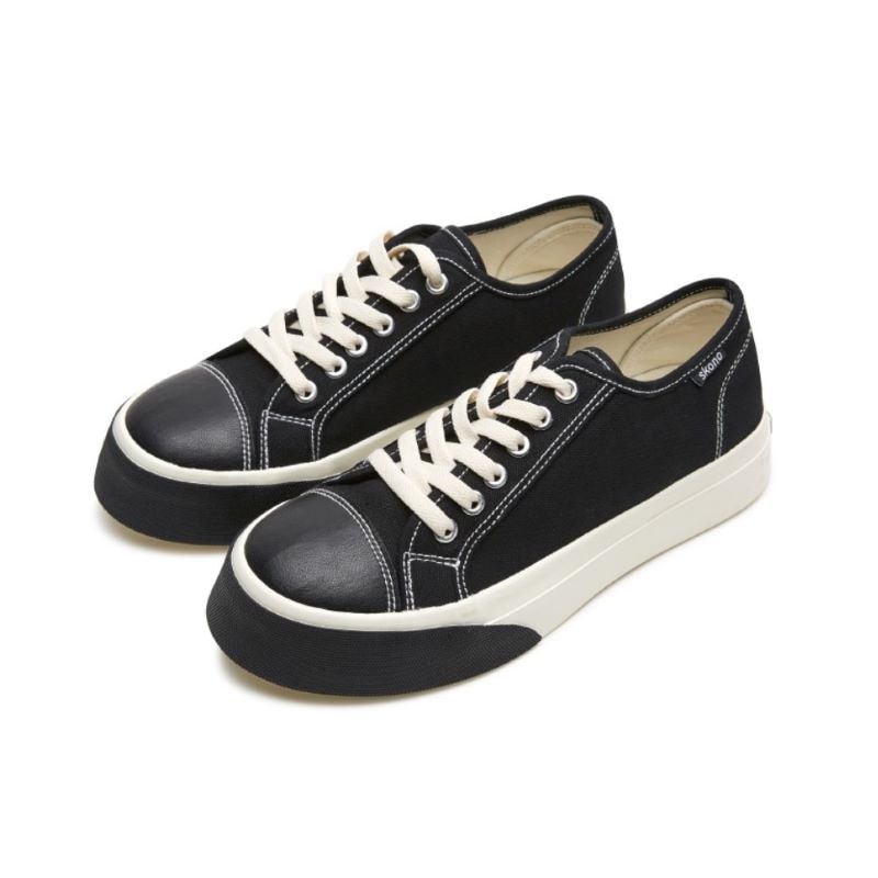 【24.0cm】SKONO レディース Cute Standard Canvas combie Sneakers（Black White）　　