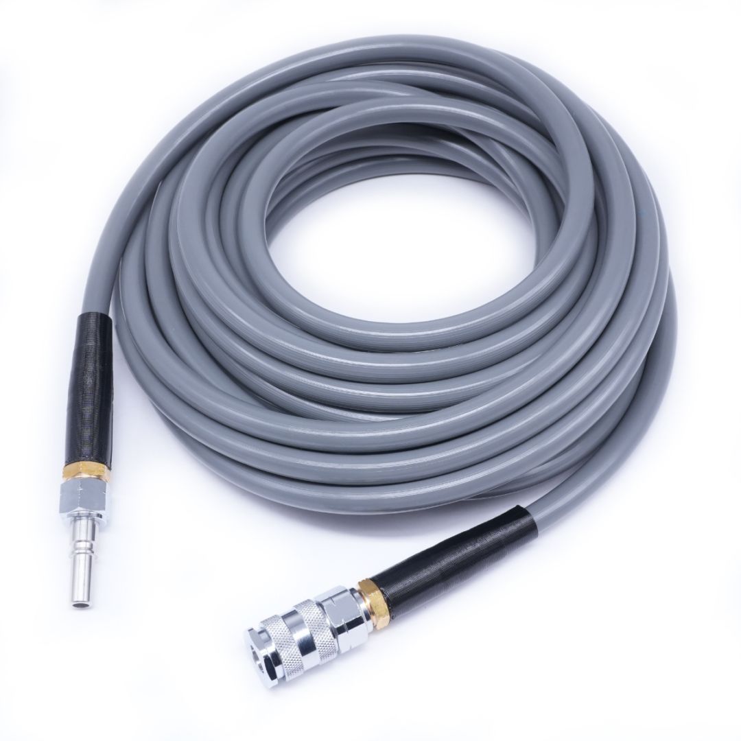 ケルヒャー・京セラ・リョービ・ボッシュ・ハイコーキなど対応 ワンタッチ接続Ｎカプラ付きライトグレーホース　キンクガード付き