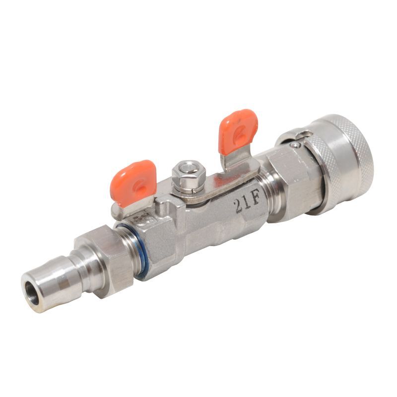 1/4カプラ付 蝶ハンドルボールバルブ ステンレス製 | 高圧洗浄部材