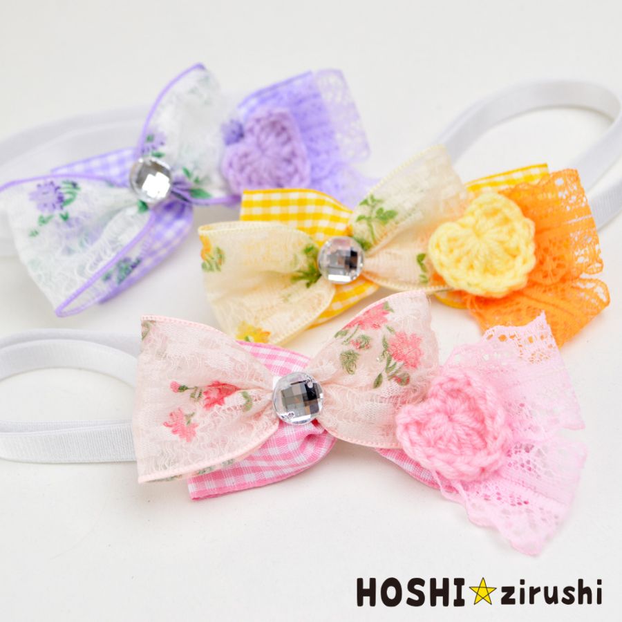 チェックと花柄のデザインチョーカー【20個入り】 Pet choker Dog collar Pet ribbon Pet accessories