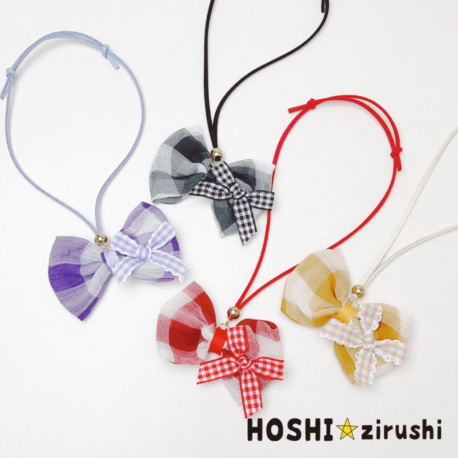 ふんわりギンガムペンダント【20個入り】 Pet choker Dog collar Pet ribbon Pet accessories pendant