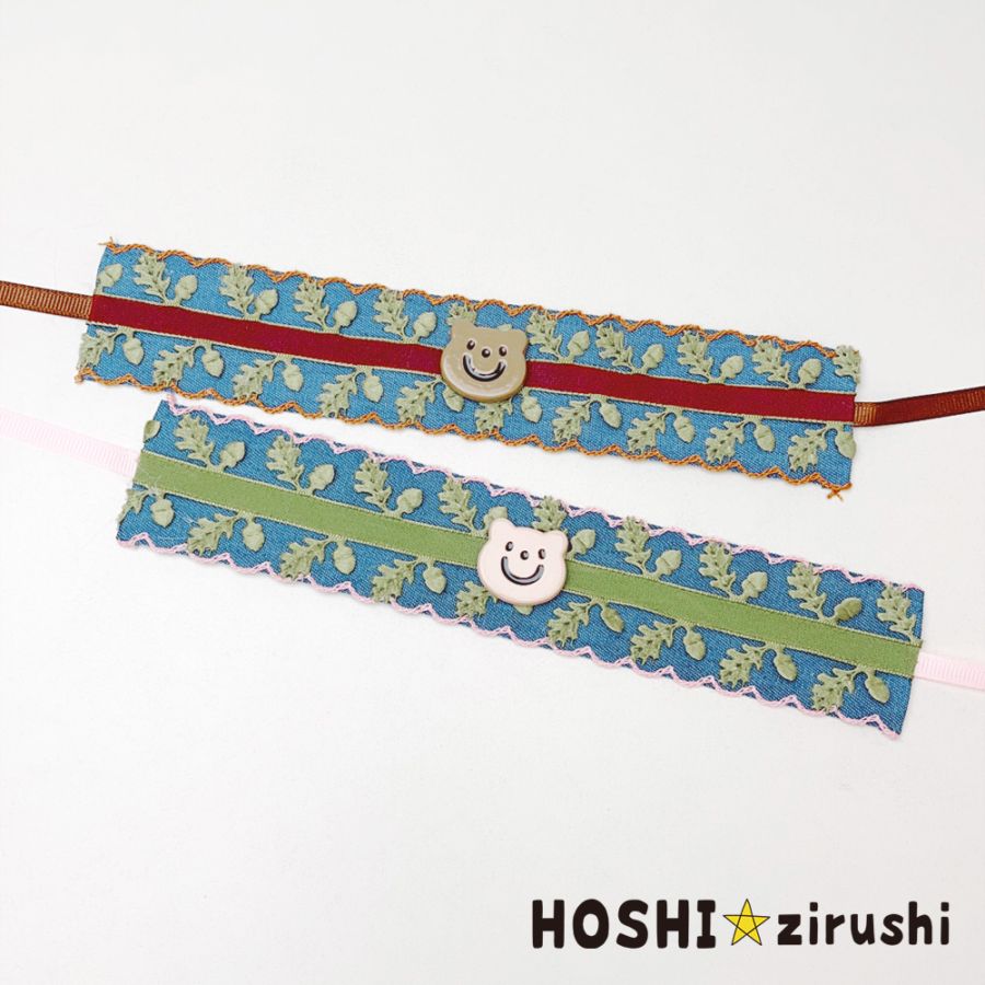 デニムリボンとくまちゃんの韓国風チョーカー【20個入り】 Pet choker Dog collar Pet ribbon Pet accessories