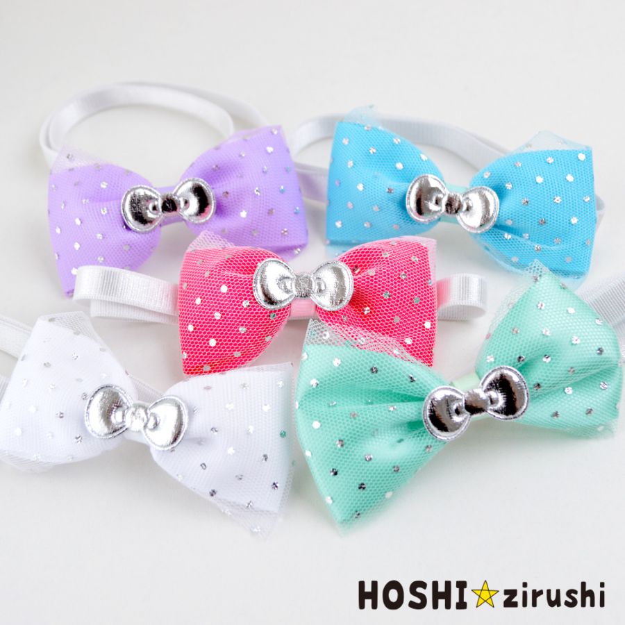 シルバーのキラキラチョーカー【20個入り】 Pet choker Dog collar Pet ribbon Pet accessories