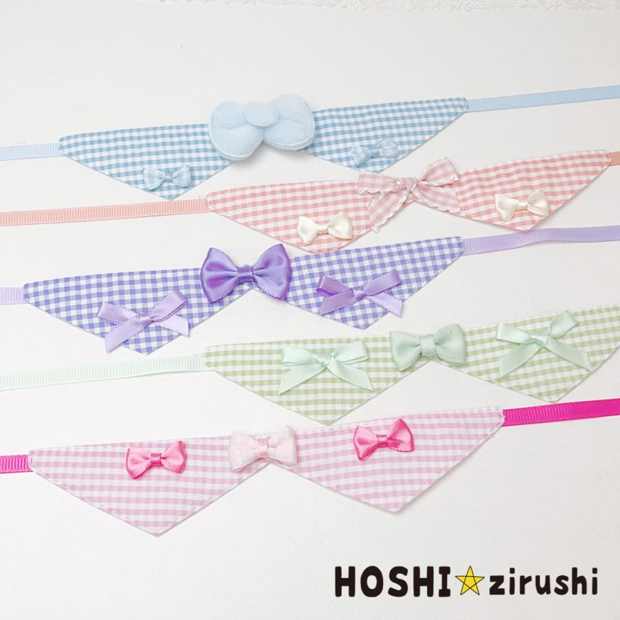 ギンガムガーランドチョーカー【20個入り】 Pet choker Dog collar Pet ribbon Pet accessories