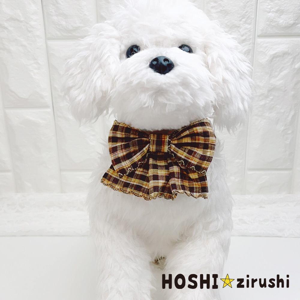 チェックのフリフリチョーカー【20個入り】 Pet choker Dog collar Pet