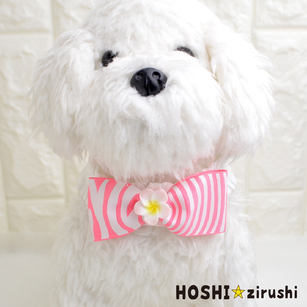 お花付ゼブラチョーカー【20個入り】 Pet choker Dog collar Pet ribbon Pet accessories