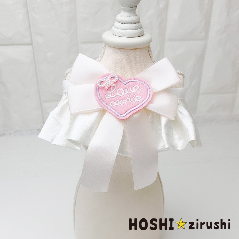 ミルキーリボンLOVEチョーカー（10枚入） Pet choker Dog collar Pet ribbon Pet accessories