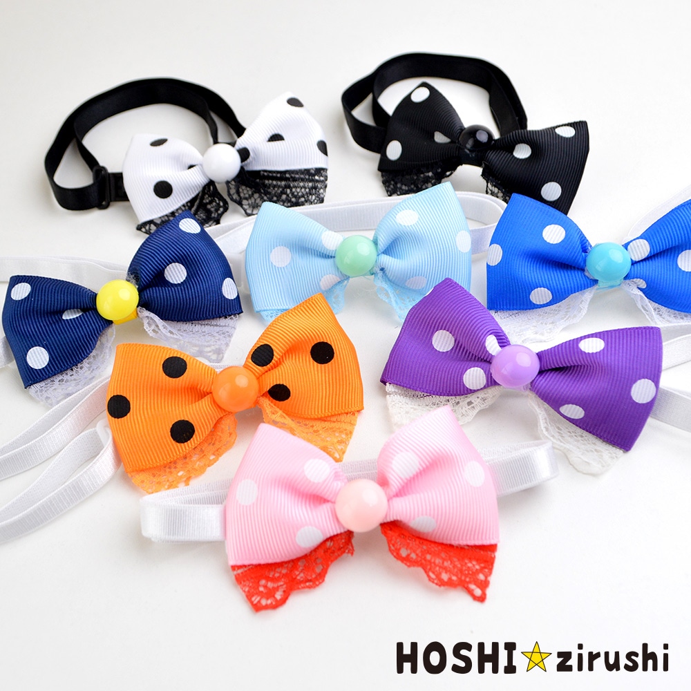 ドットリボンチョーカー【20個入り】 Pet choker Dog collar Pet ribbon Pet accessories