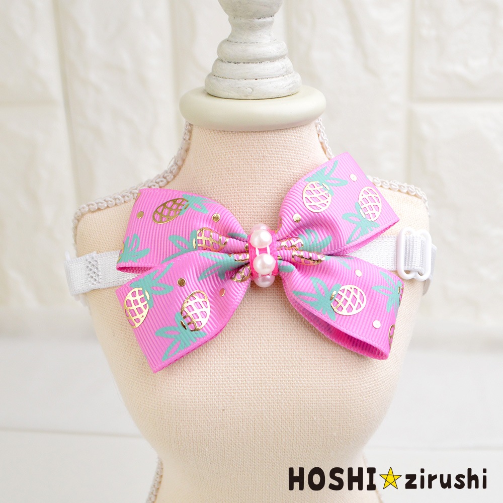 パイナップル柄リボンチョーカー【20個入り】 Pet choker Dog