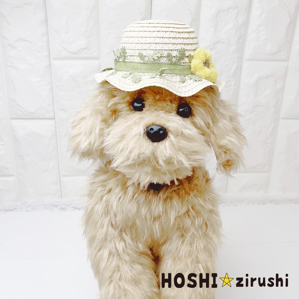 ちょこんと麦わら帽子（3個入り） Pet choker Dog collar Pet ribbon Pet accessories