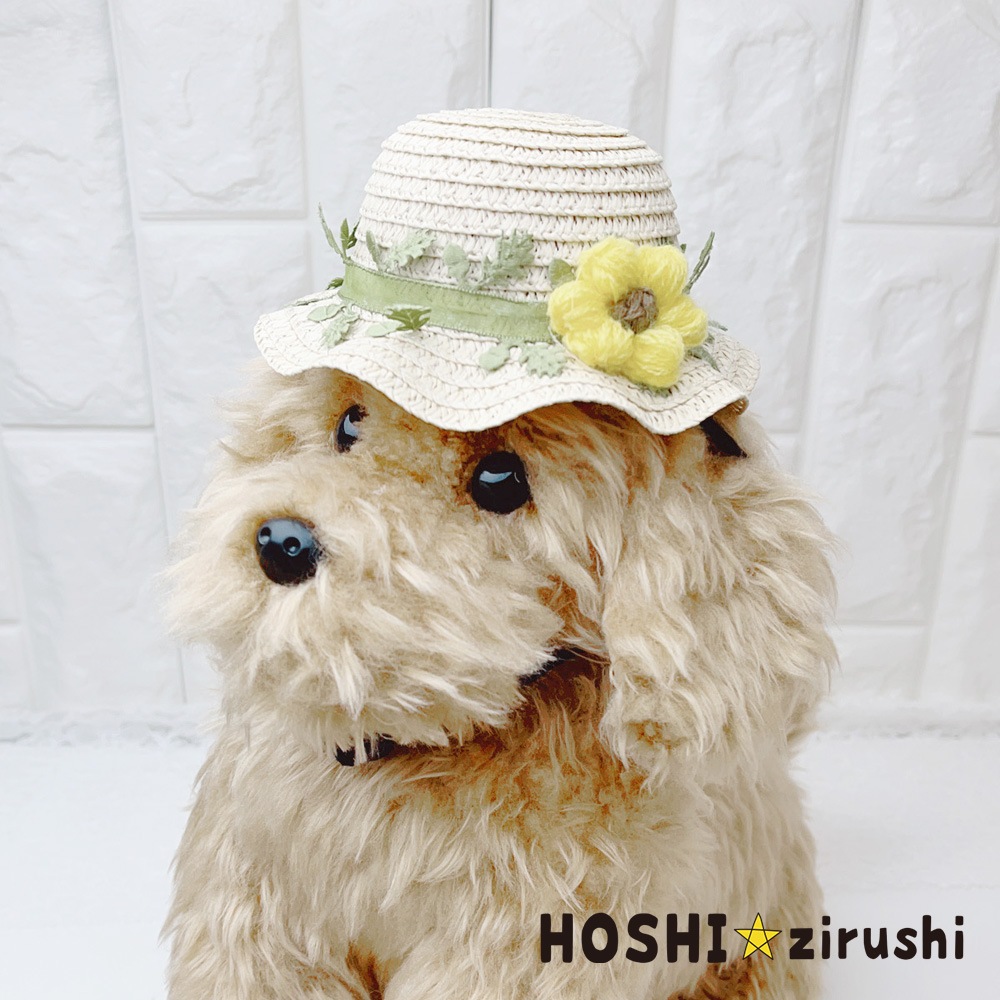 ちょこんと麦わら帽子（3個入り） Pet choker Dog collar Pet ribbon Pet accessories