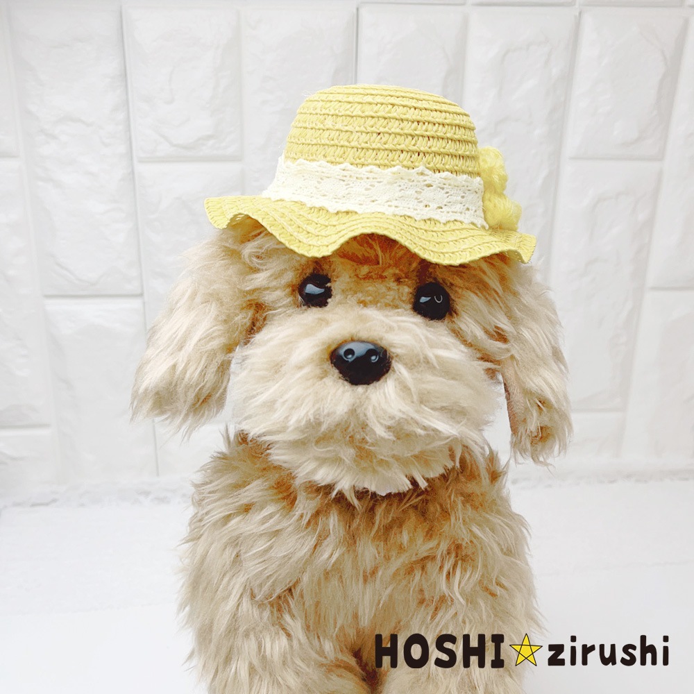 ちょこんと麦わら帽子（3個入り） Pet choker Dog collar Pet ribbon Pet accessories
