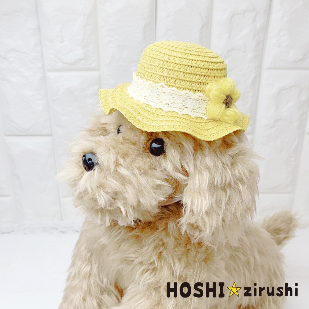 ちょこんと麦わら帽子（3個入り） Pet choker Dog collar Pet ribbon Pet accessories