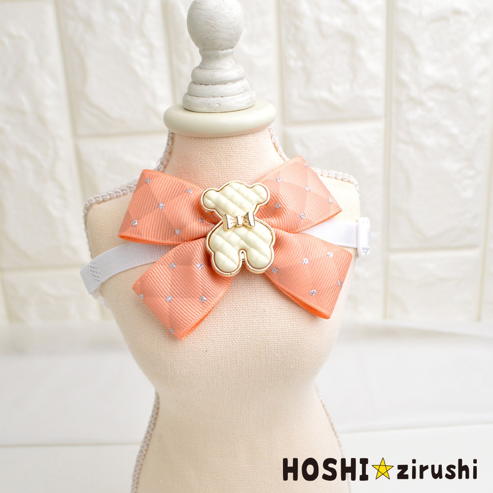 くまちゃん付キルト風リボンチョーカー【20個入り】 Pet choker