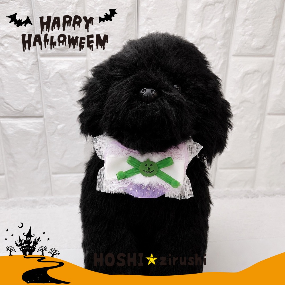 ★ハロウィンバラエティーチョーカー【20個入り】サイズ色違い(キャンディの後ろＳが黒、Мが紫) Pet choker Dog collar Pet ribbon Pet accessories pendant