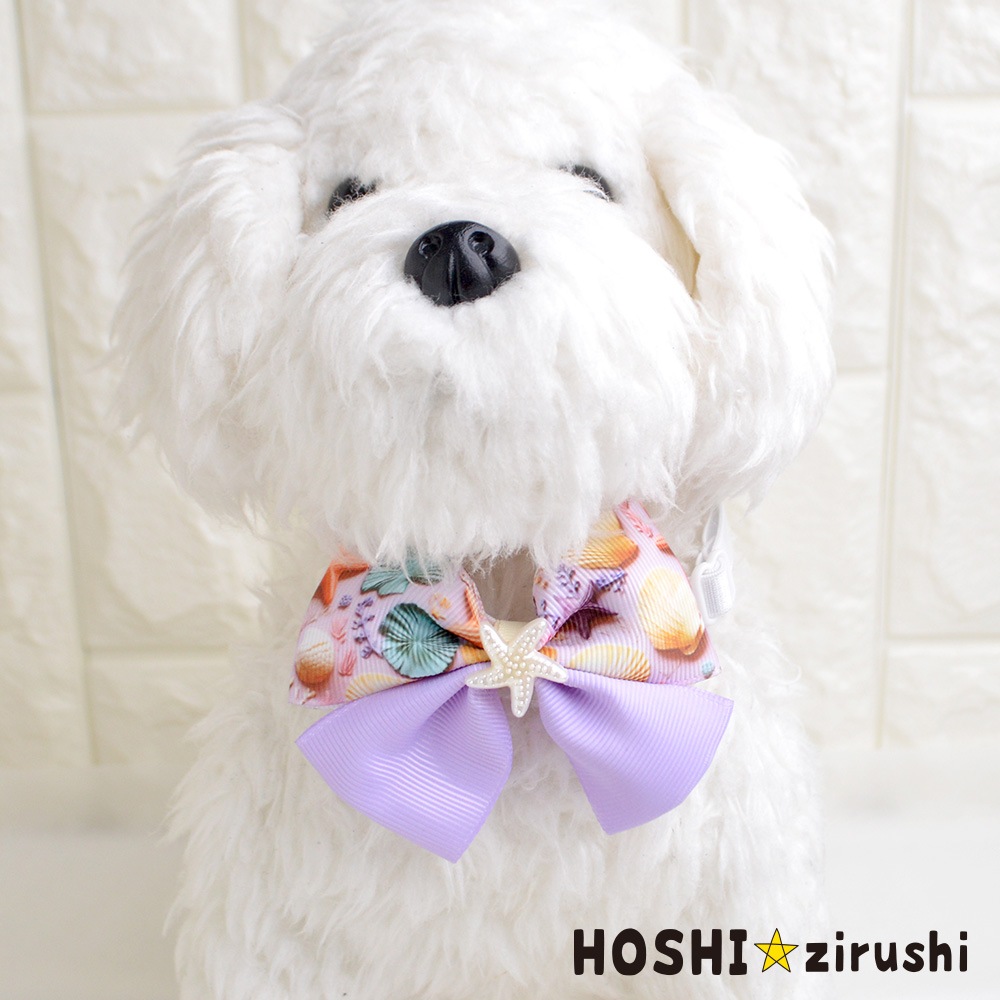 ren　海　貝殻　ヒトデ　オーガンジー　トリミングチョーカー　70個 夏柄チョーカー【20個入り】 Pet choker Dog collar Pet ribbon