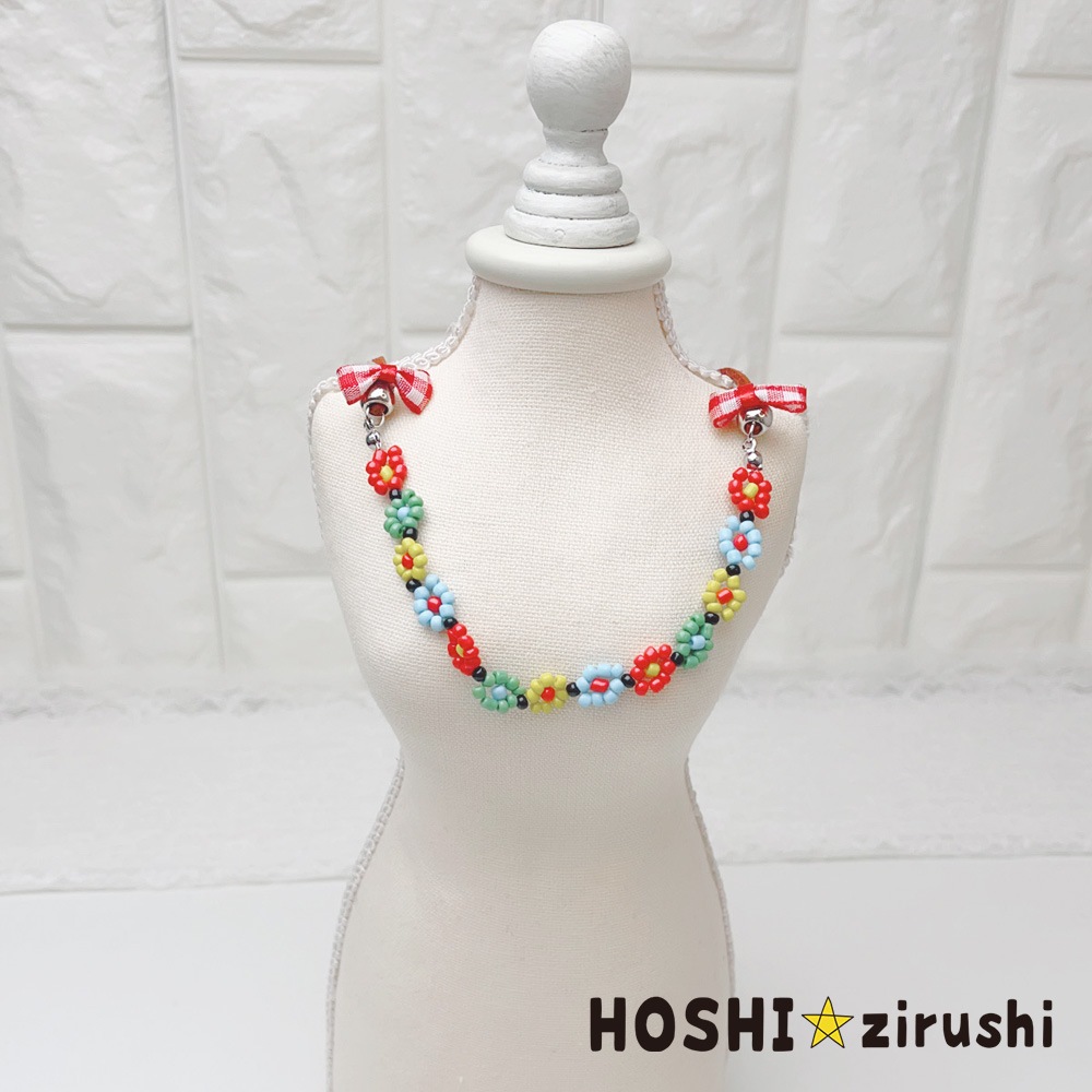 ビーズフラワーネックレス（10個入り） Pet choker Dog collar Pet