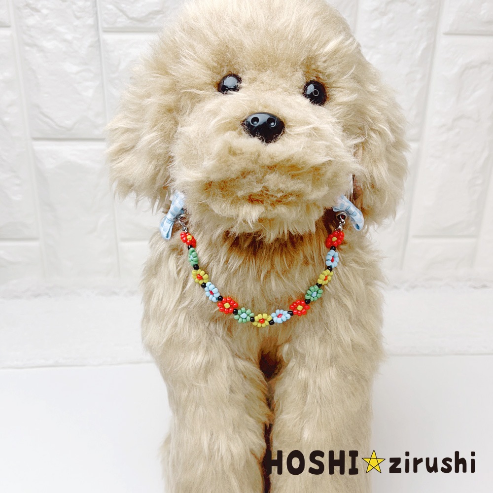 ビーズフラワーネックレス（10個入り） Pet choker Dog collar Pet