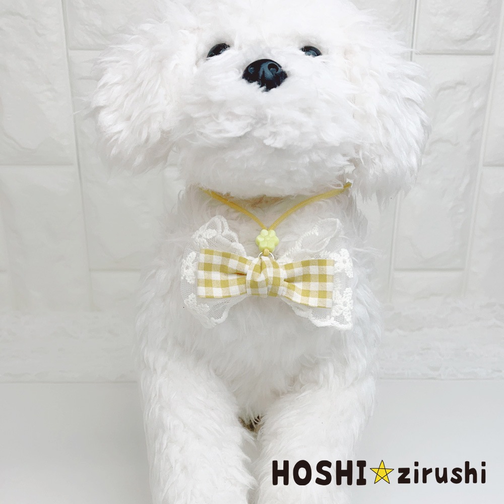 レースとギンガムリボンのペンダント【20個入り】 Pet choker Dog