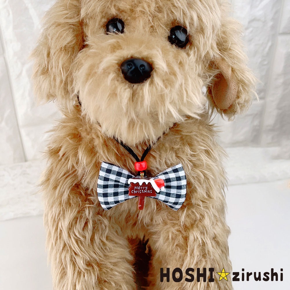 チェックリボンのクリスマスペンダント【20個入り】 Pet choker Dog