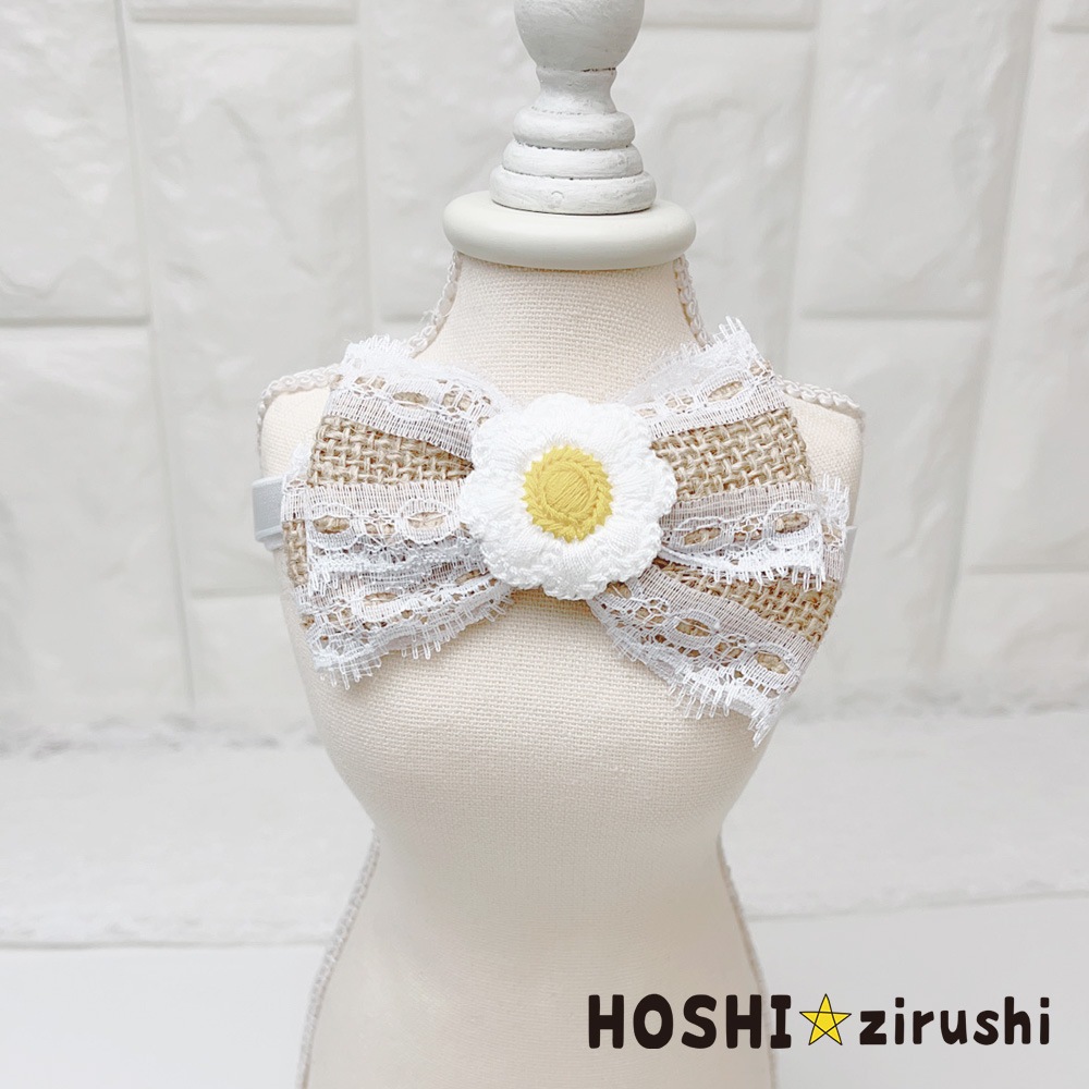 トリミングチョーカー✩︎⡱クリスタルフラワー12こ リネンフラワーチョーカー【20個入り】 Pet choker Dog collar Pet