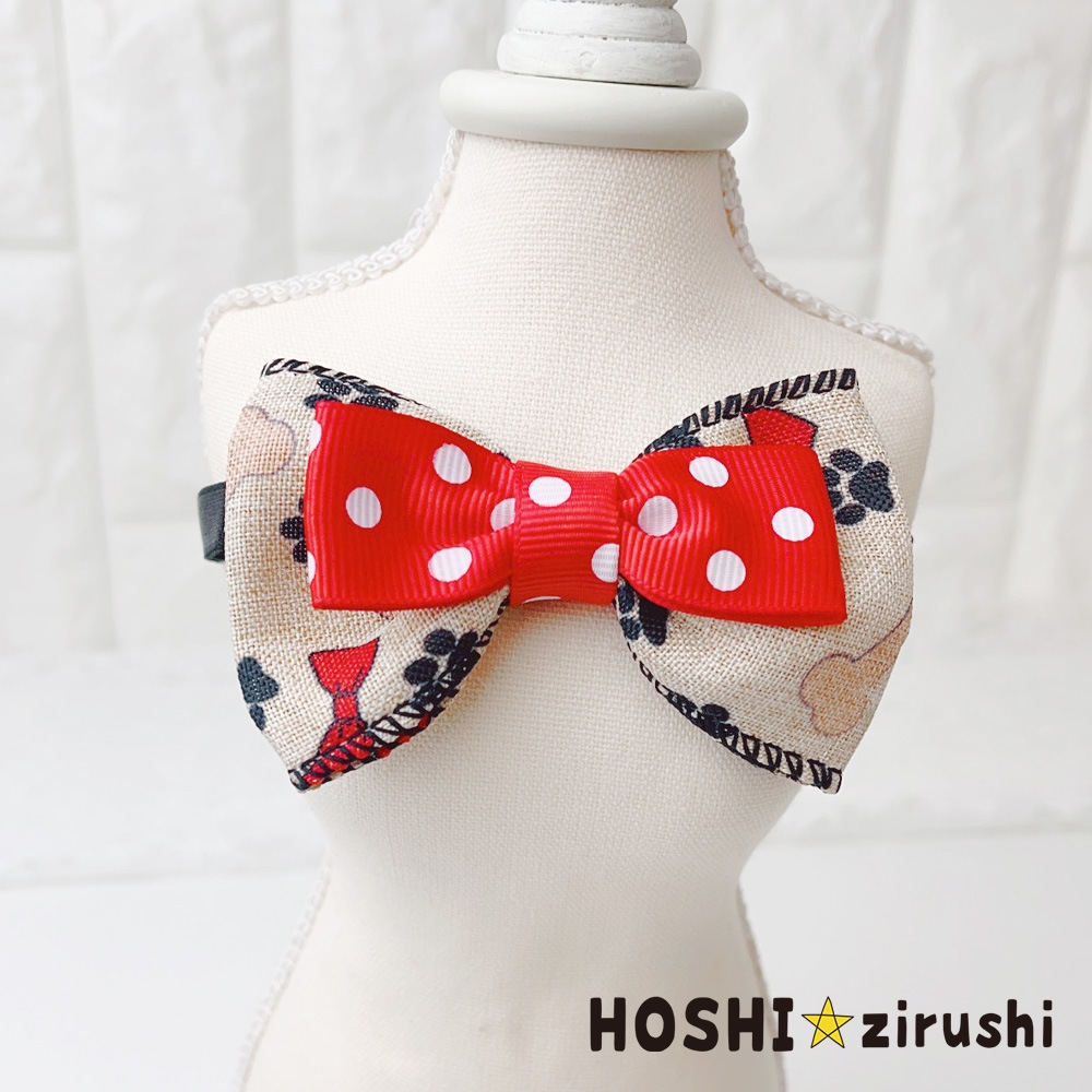 セピアなドットリボンチョーカー【20個入り】 Pet choker Dog collar Pet ribbon Pet accessories