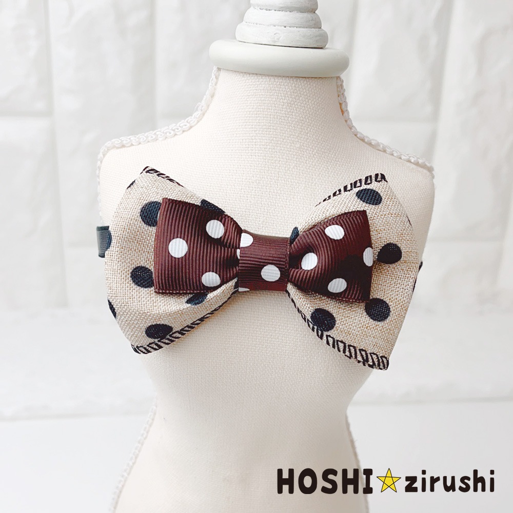 セピアなドットリボンチョーカー【20個入り】 Pet choker Dog collar Pet ribbon Pet accessories