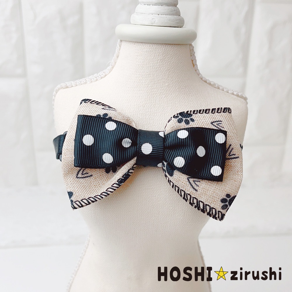 セピアなドットリボンチョーカー【20個入り】 Pet choker Dog collar Pet ribbon Pet accessories