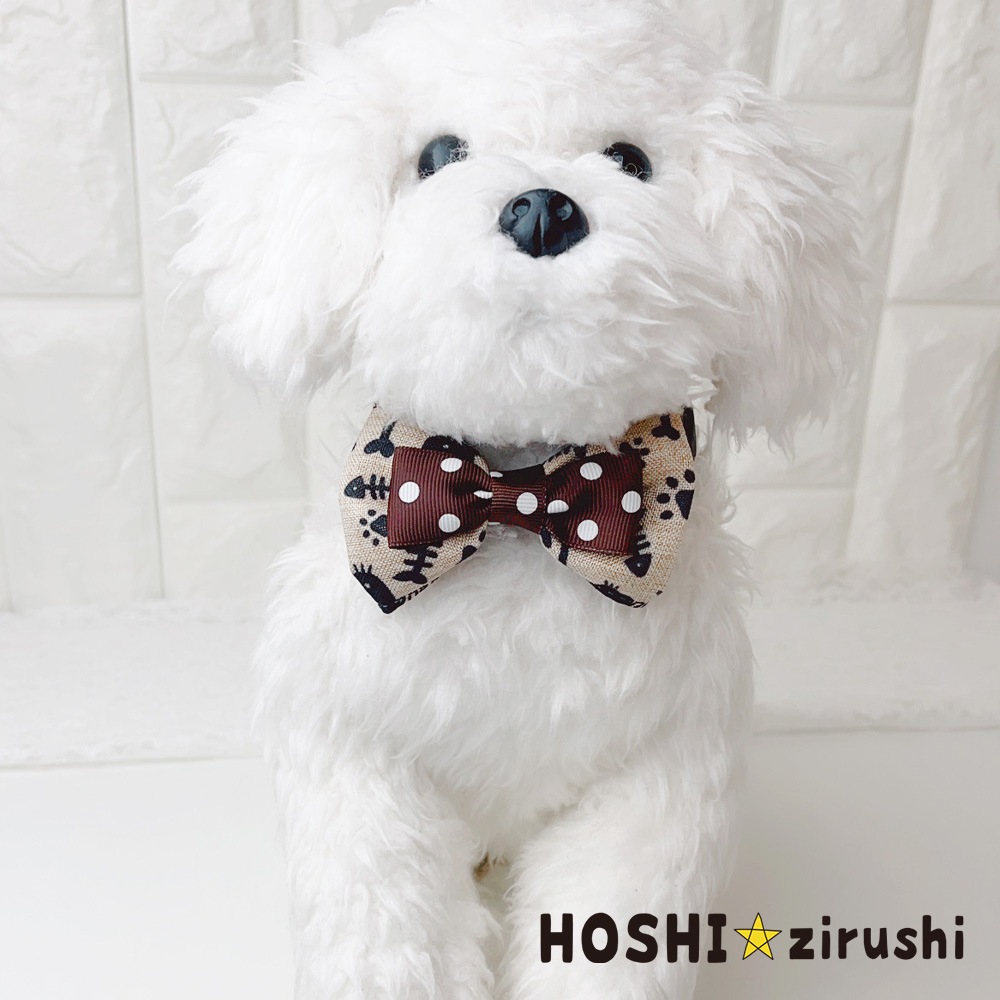 セピアなドットリボンチョーカー【20個入り】 Pet choker Dog collar Pet ribbon Pet accessories