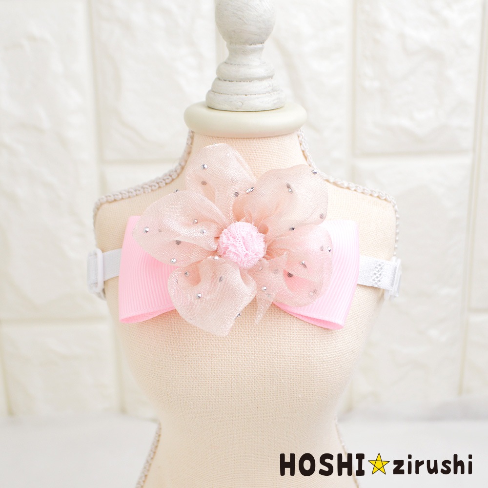 キラキラストーン付シースルーフラワーチョーカー（タイプ2）【20個入り】 Pet choker Dog collar Pet ribbon Pet accessories