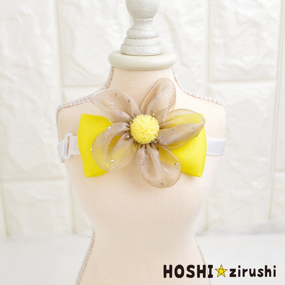 キラキラストーン付シースルーフラワーチョーカー（タイプ2）【20個入り】 Pet choker Dog collar Pet ribbon Pet accessories