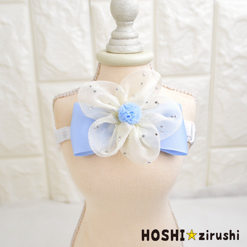 キラキラストーン付シースルーフラワーチョーカー（タイプ2）【20個入り】 Pet choker Dog collar Pet ribbon Pet accessories