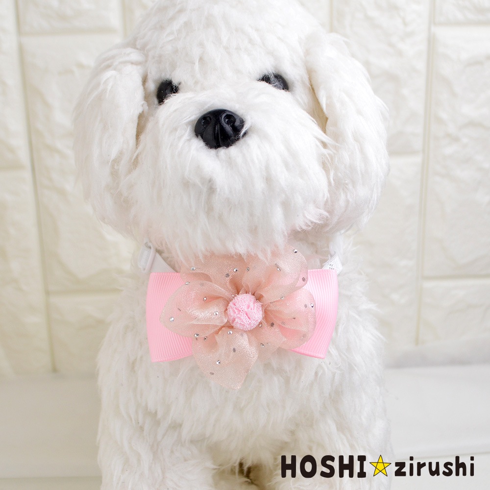キラキラストーン付シースルーフラワーチョーカー（タイプ2）【20個入り】 Pet choker Dog collar Pet ribbon Pet accessories